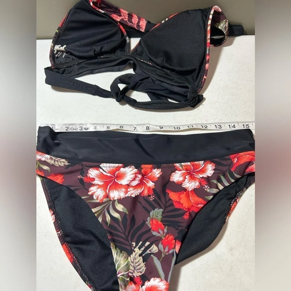 Heat Women’s 2 Piece Bikini Set Size Medium Floral Hibiscus Print - Picture 5 of 6